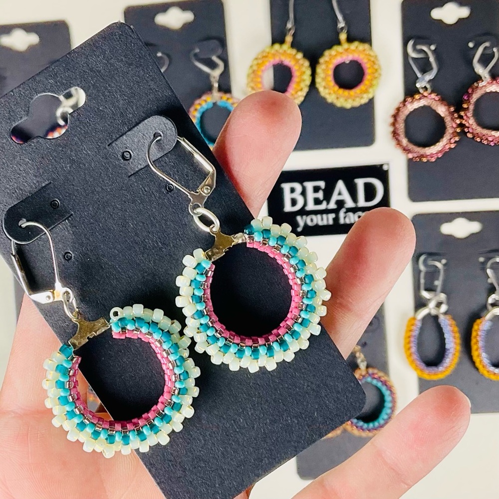 Beaded Hoop Earrings - Multicolor